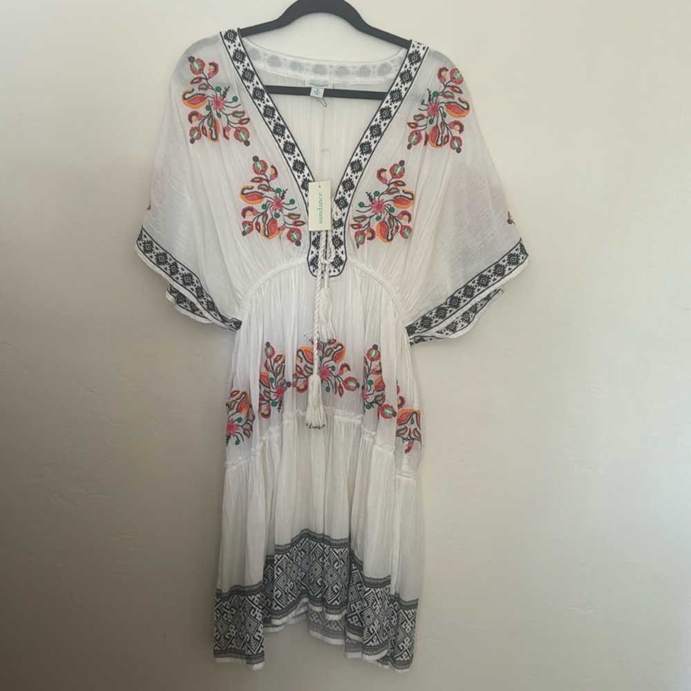 Beautifully embroidered Sundance brand beach cover up dress.